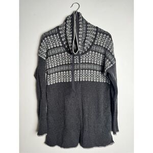 Eddie Bauer Womens Sweater Size M Gray Fair Isle‎ Crowl Neck Long Sleeve Nordic